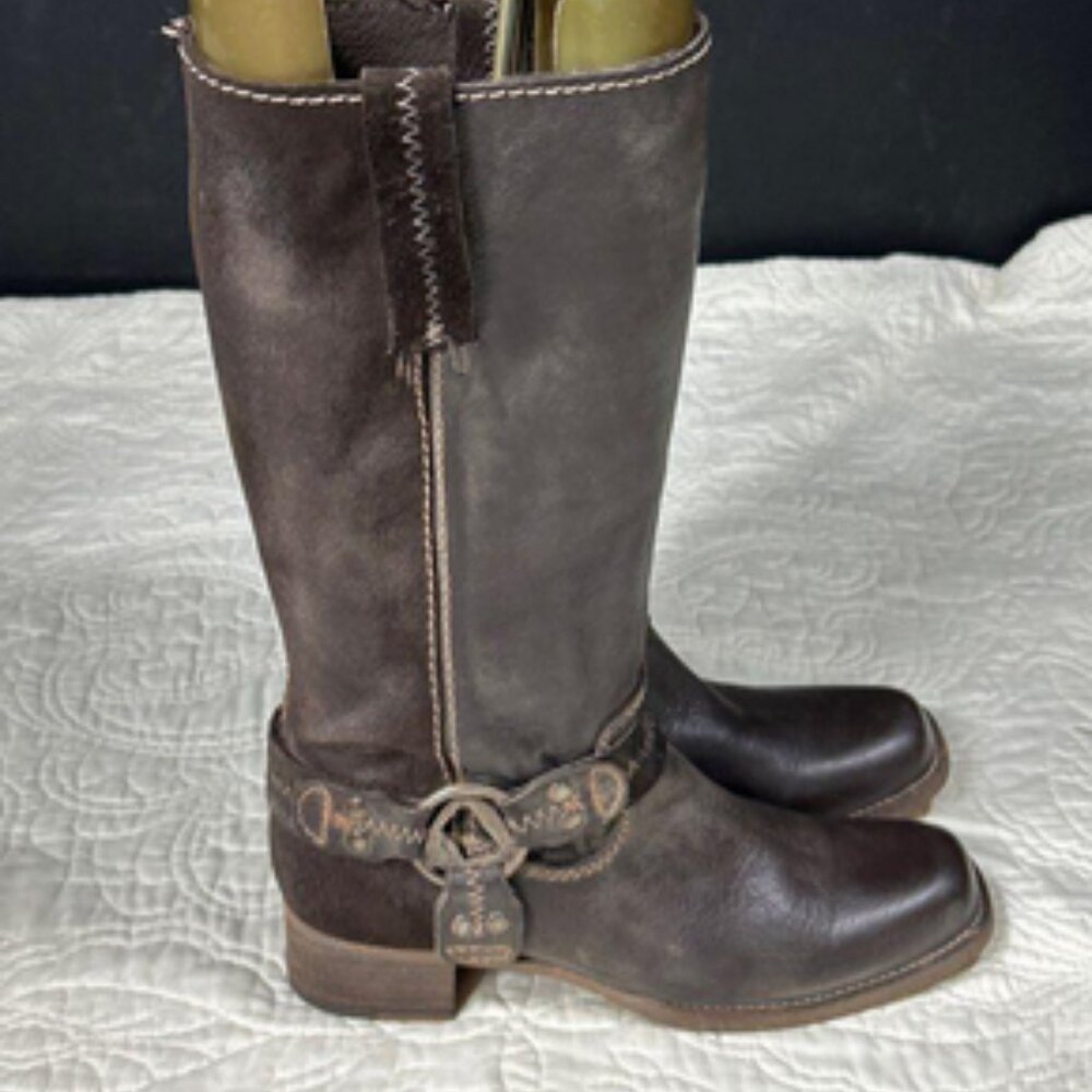 Bed Stu Cobbler Series Opal Brown Leather Harness Boots - Picture 6 of 16